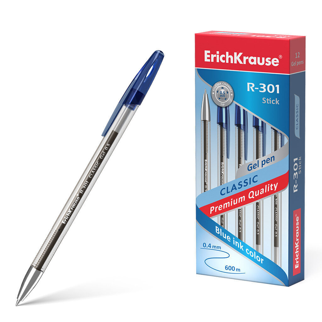 Ручка гелевая EK R-301 CLASSIC GEL STICKсиняя, 0,5мм