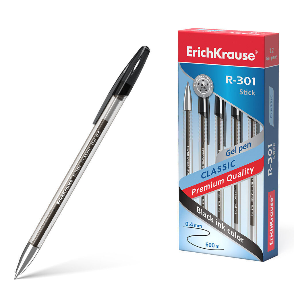 Ручка гелевая EK R-301 CLASSIC GEL STICKчерная, 0,5мм