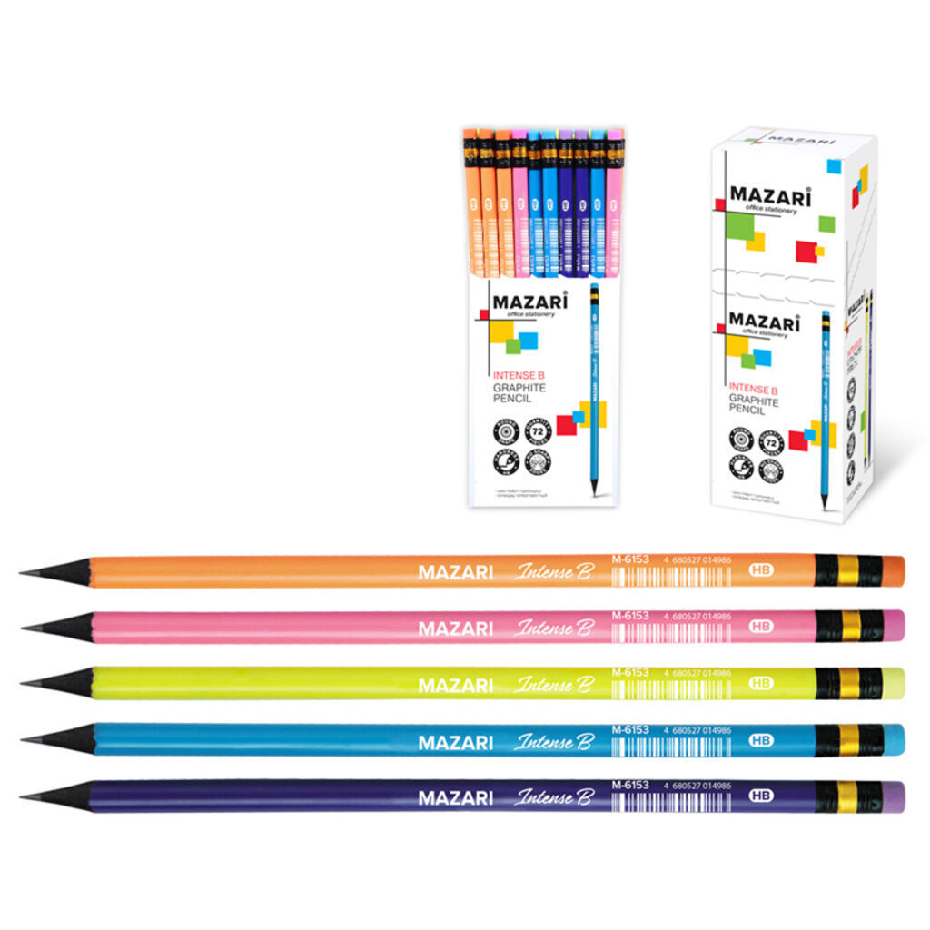 Карандаш Intense пластиковый, с ластиком, HB