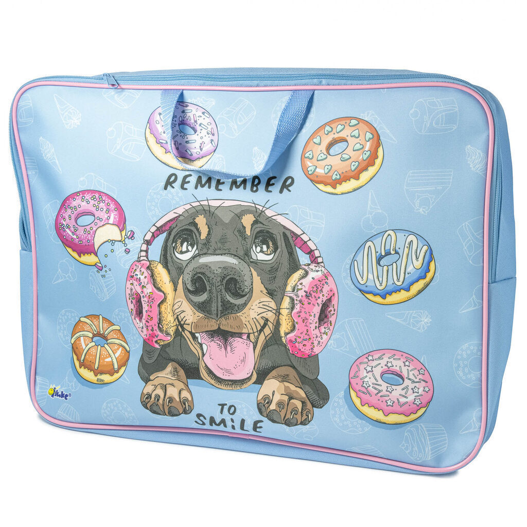 Папка А3 (475*345*75) с ручками, молния, ткань "Собачка с пончиками"