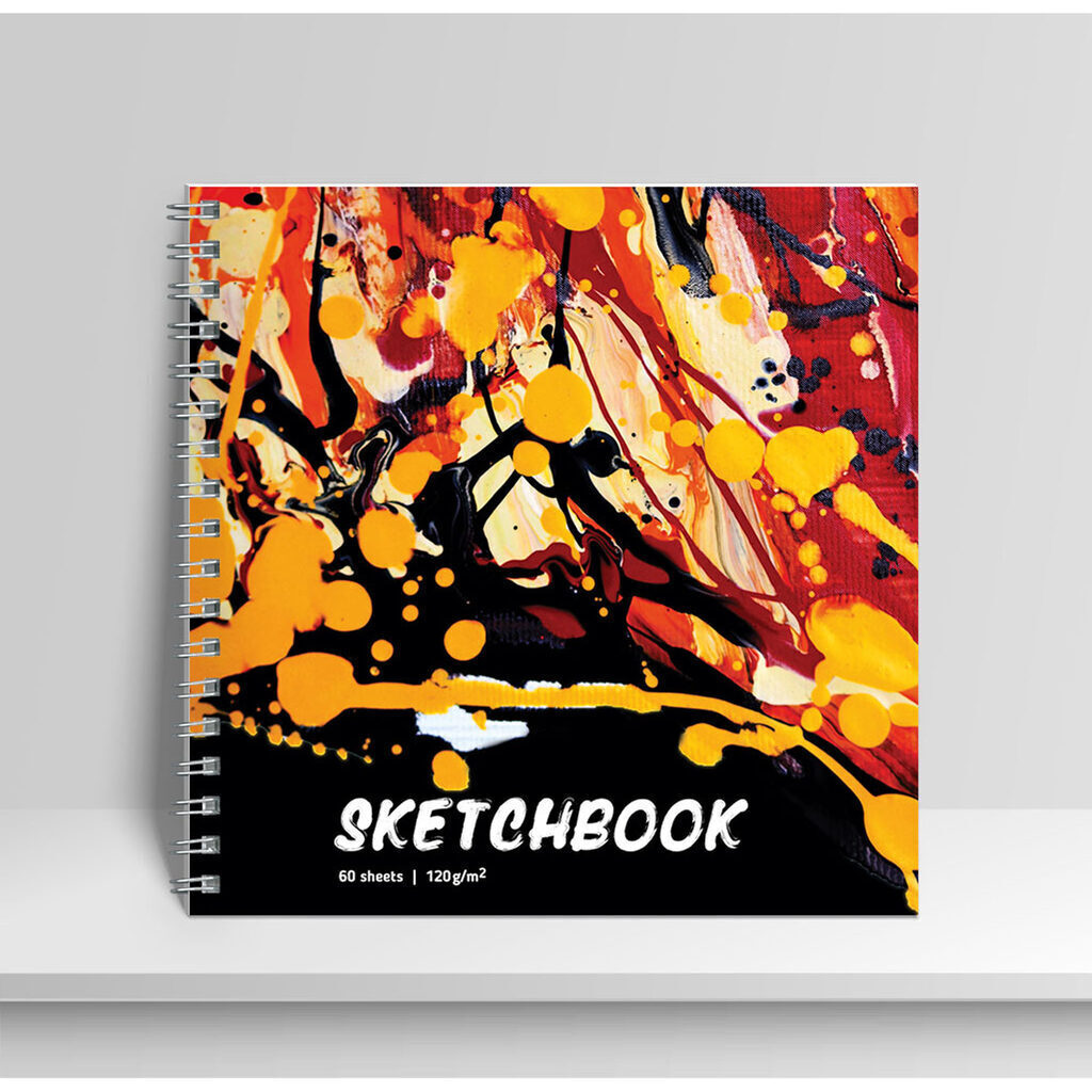 Скетчбук 192*192мм  60л., гребень, 120гр/м2, "Брызги краски" тв.обложка*