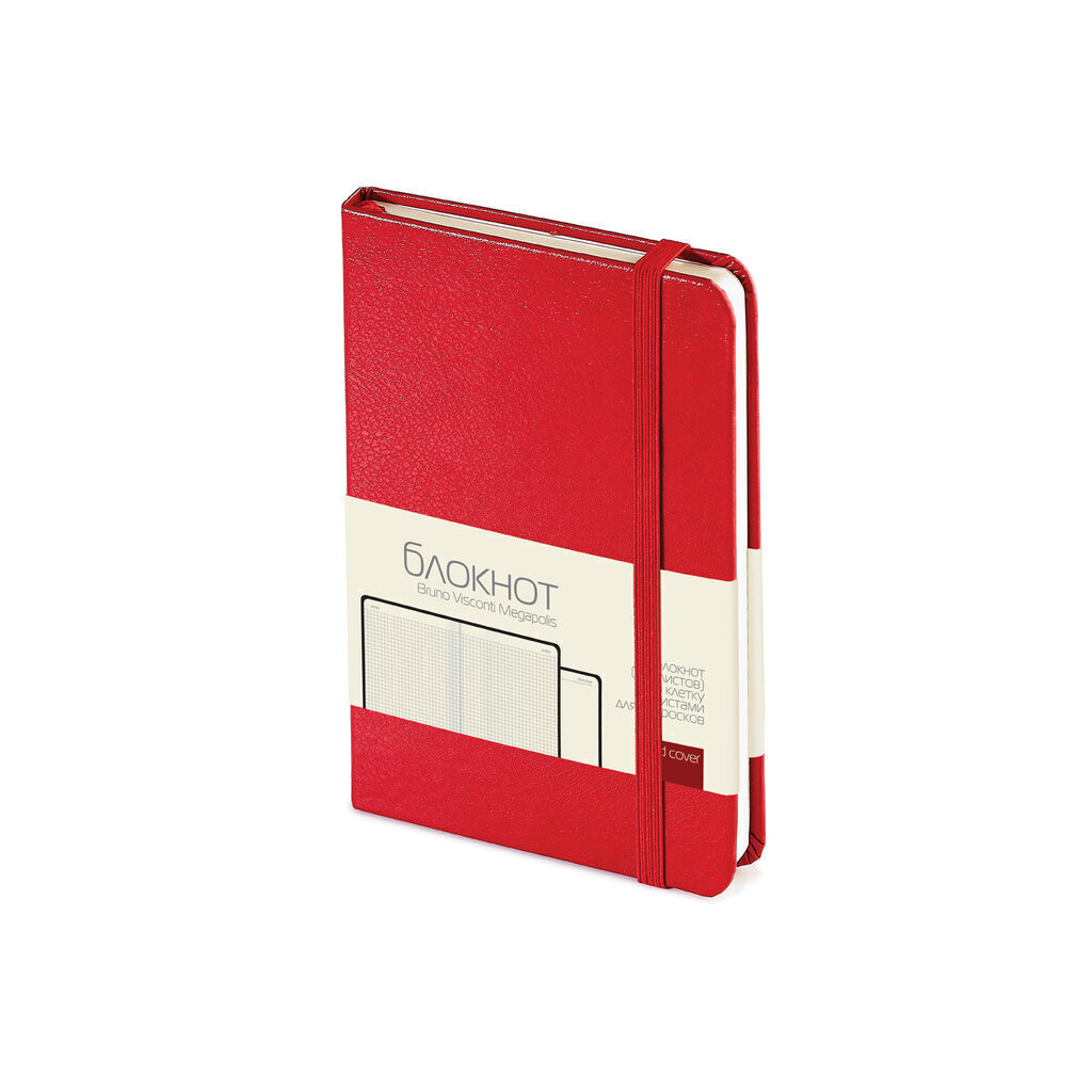 Записная книжка А6 100л. кожзам, тв.пер. "Megapolis journal. Красный" кл., резинка