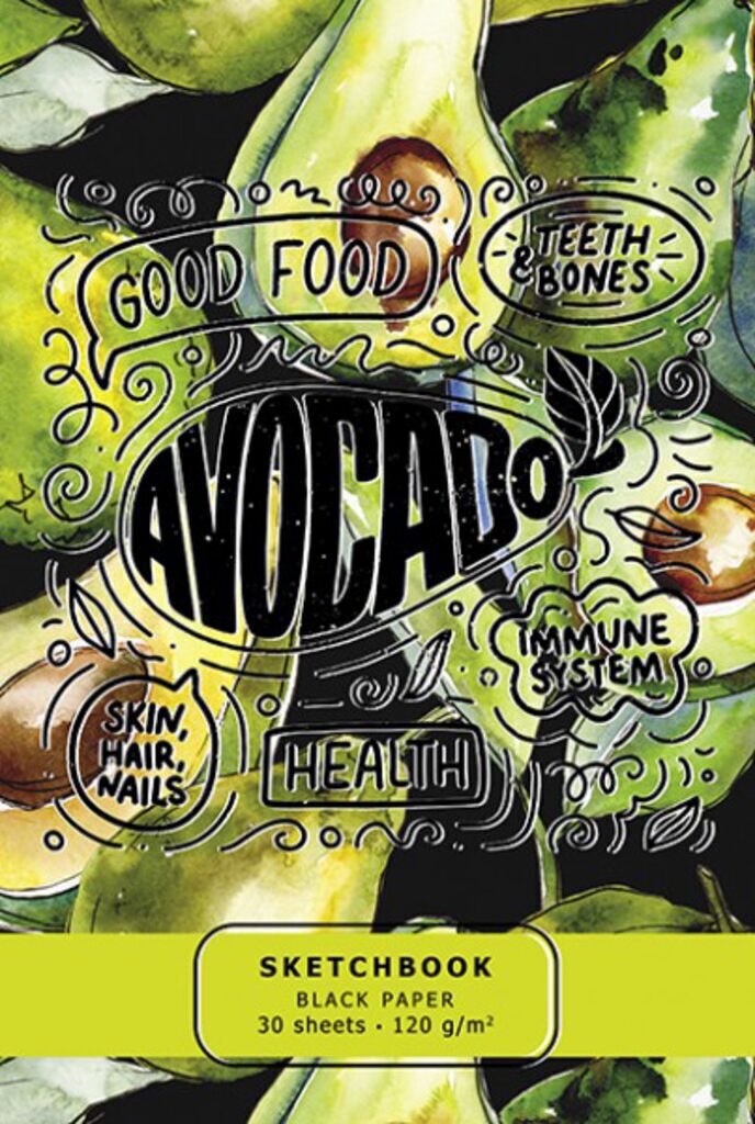 Скетчбук А4  30л., гребень, 120гр/м2 "Спелый авокадо" черная