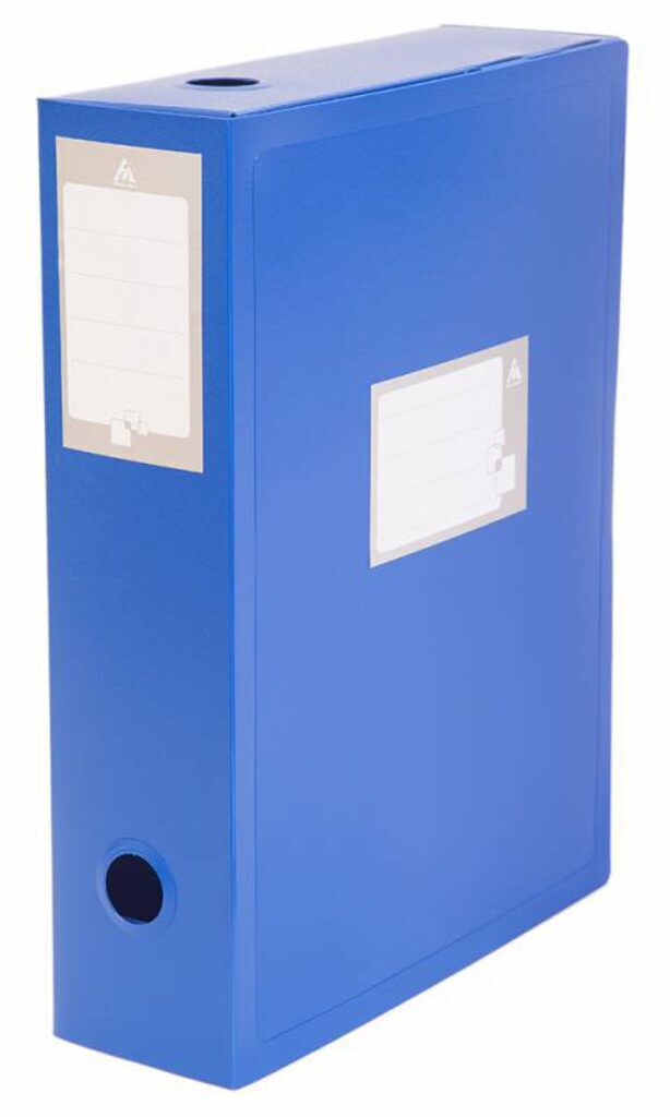 Короб архивный (330*245*100), пластик 0,8мм, синий, вырубная застежка