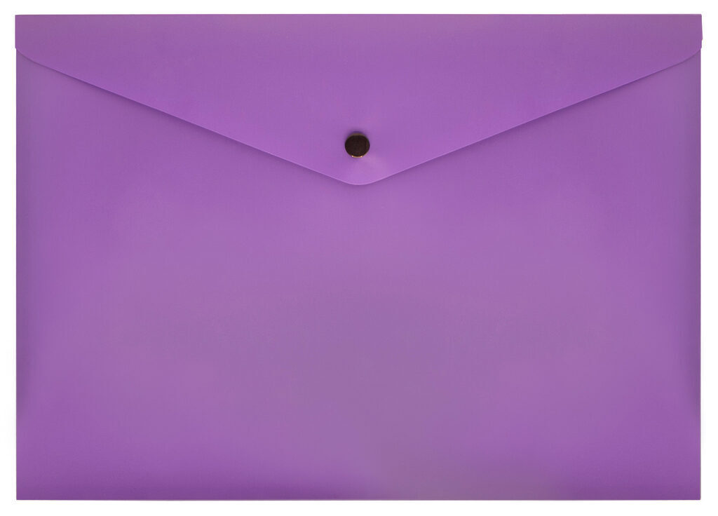Конверт на кнопке А4 0,15мм однотонный, фиолетовый кнопка черная