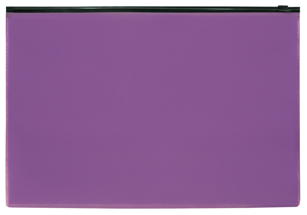 Конверт на молнии А4+ 0,15мм, фиолетовая , молния черная