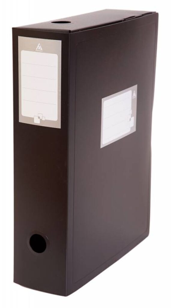 Короб архивный (330*245*100), пластик 0,8мм, черный, вырубная застежка