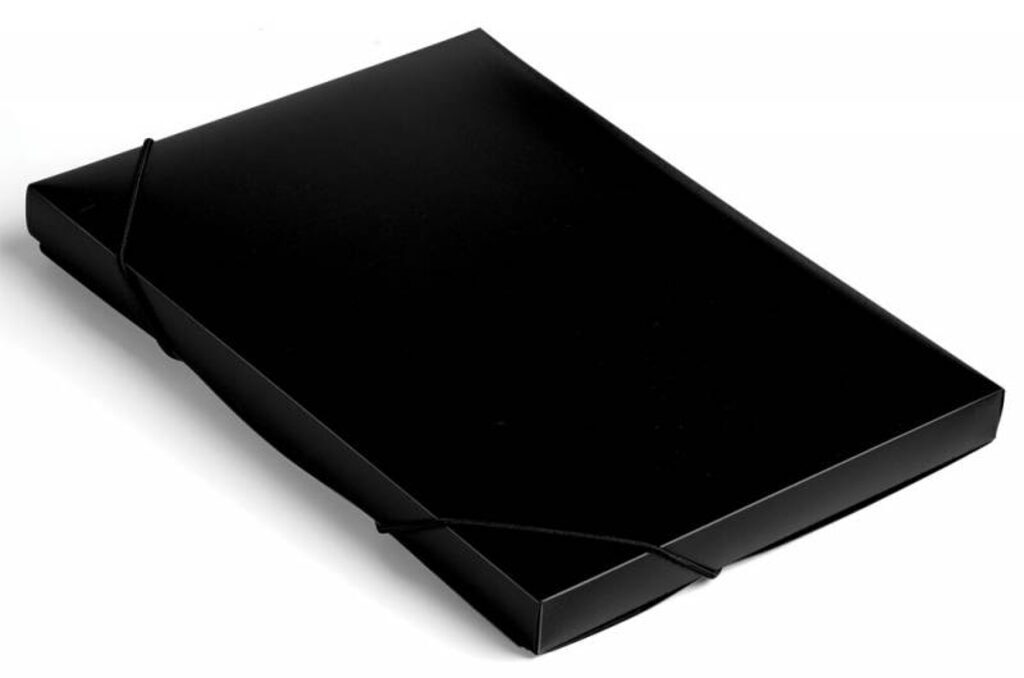 Папка - короб на резинке А4 0,5мм черная , корешок 25мм