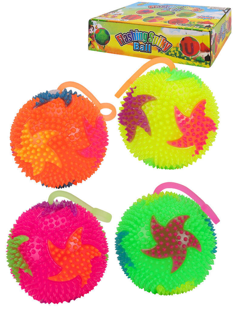 Антистресс-мялка "Мяч. Звездочка" 7,5см свет,пищалка,с веревкой,цвет-микс