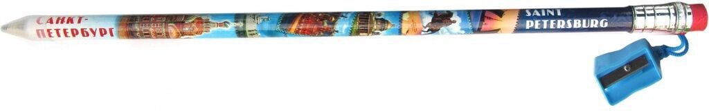 Карандаш-гигант "СПб" 40см, точилка, синий, цв.точилки голубой