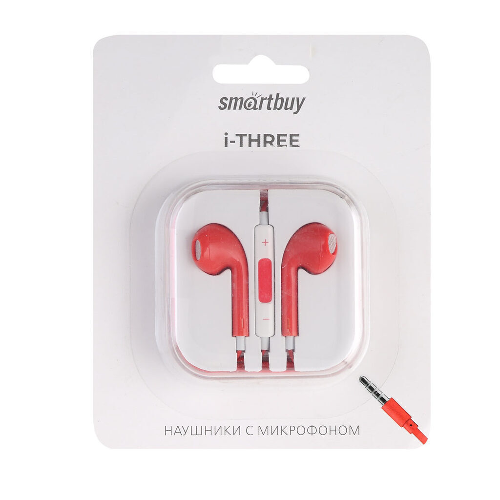Наушники внутриканальные  Smartbuy i-Three, красные