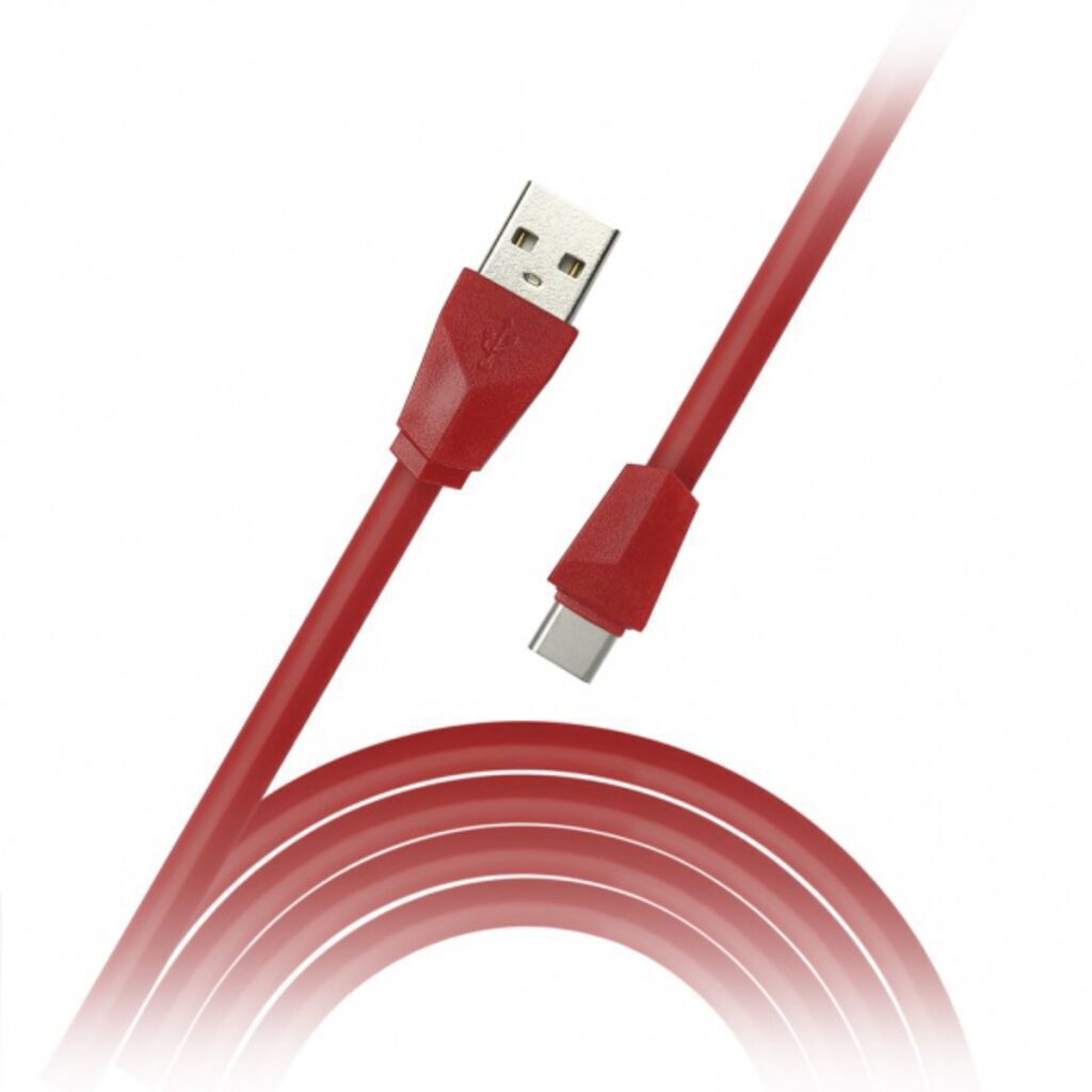 Дата - кабель Smartbuy USB 2.0 - USB TYPE C, плоский, 1 м, красный