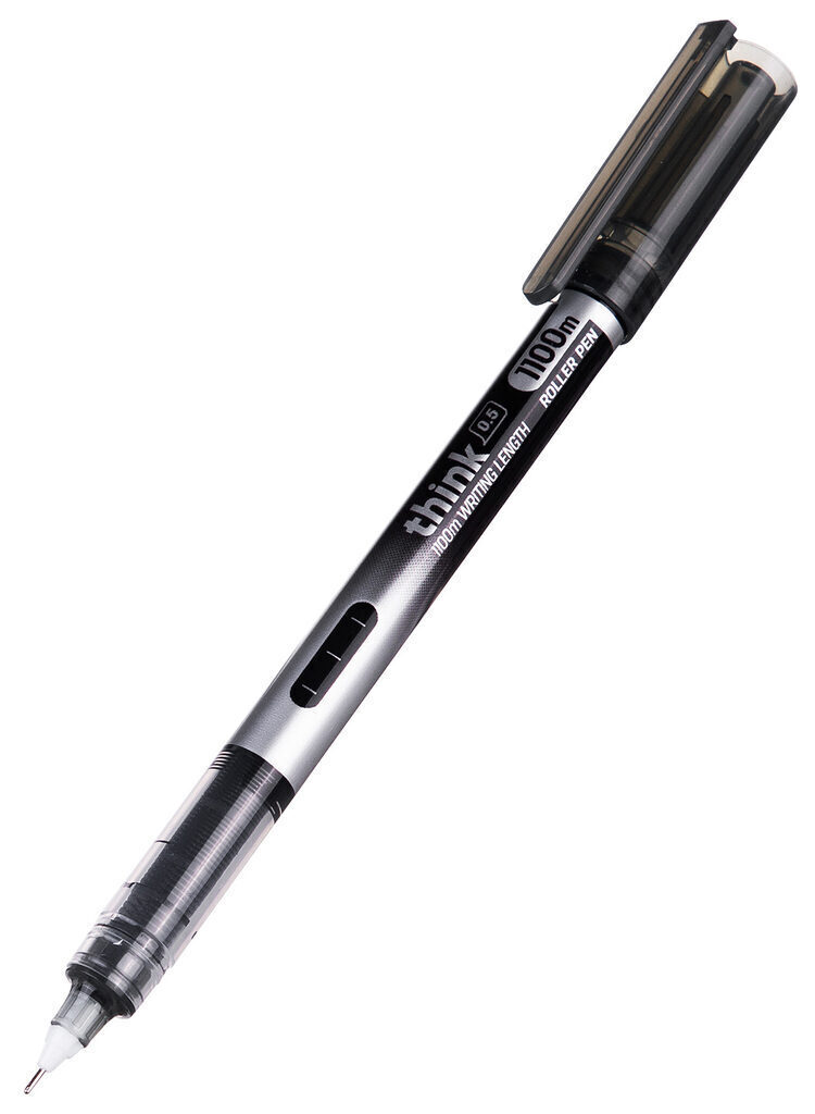 Ручка роллер Deli Think 0,5мм черная, стреловидный пиш. наконечник