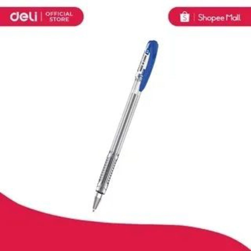 Ручка шар. Deli Think  синяя, 0,7мм, прозрачный корпус