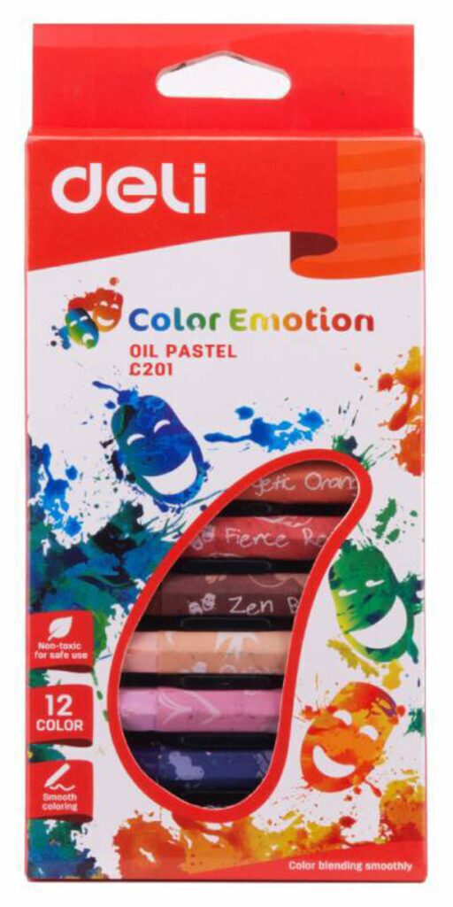 Пастель масляная Deli Color Emotion 12цв, картон.кор./европод.