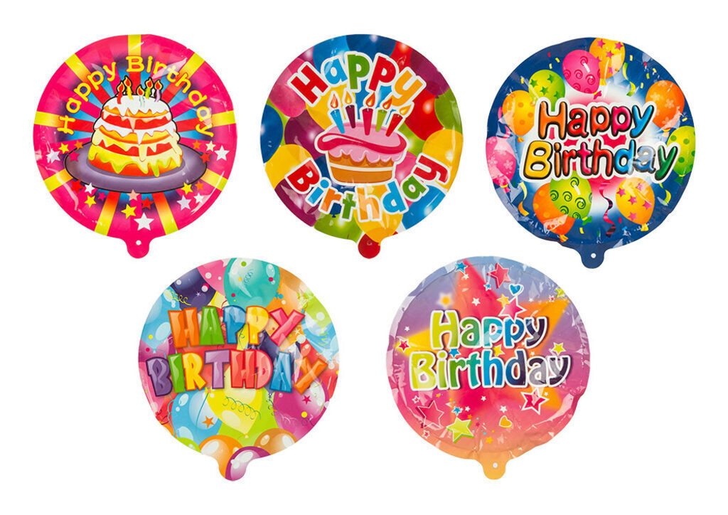 Шар фольга 18см "Happy birthday" самонадувающийся