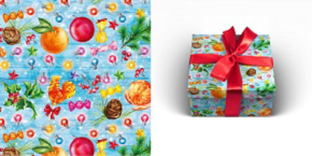 Бумага упаковочная 70*100см  "Новогодняя атмосфера"