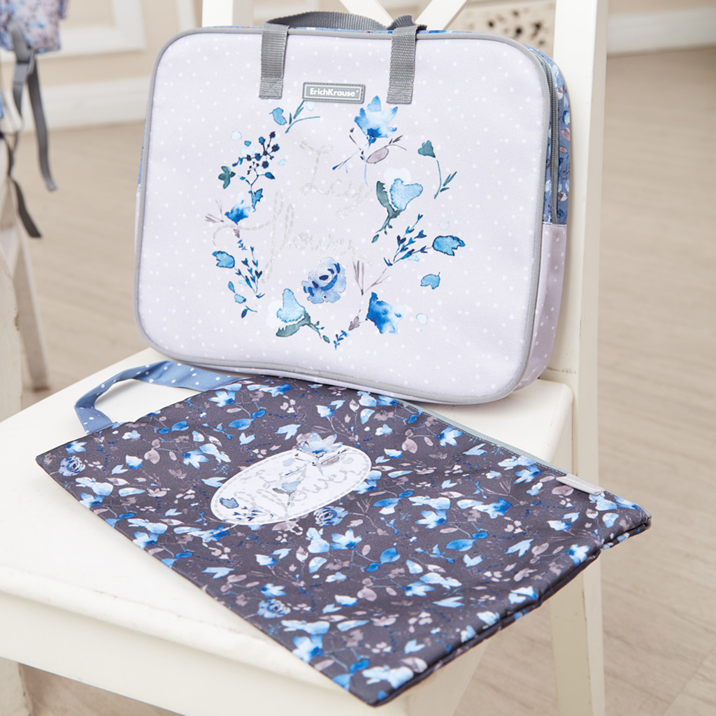 Папка текстильная на молнии, вертикальная ErichKrause с ручкой Frozen Beauty, A4