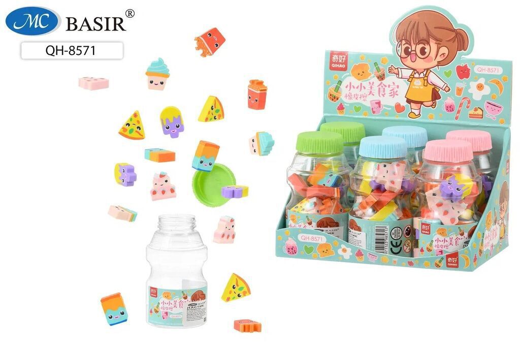 Ластик Basir "Food" фигурные, ассорти, 18 шт., в банке