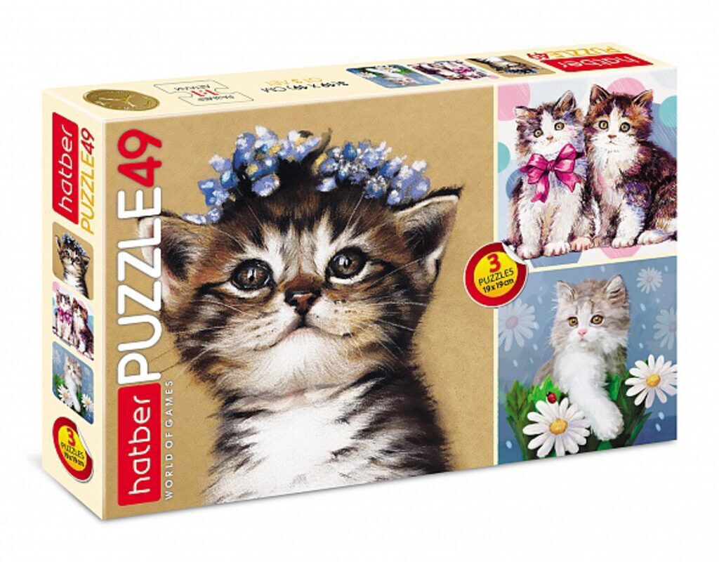 Пазлы    3в1  "Котята"  49 дет