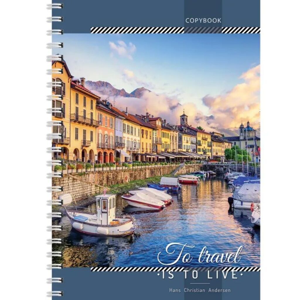 Тетрадь А4  60л кл. гребень Проф-Пресс "Лодки у горного озера" белизна 100%