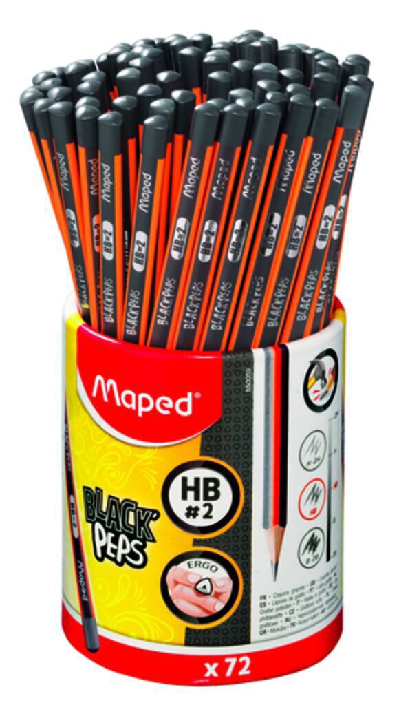 Карандаш BLACK PEPS НВ треуг, ударопрочный, ЦЕНА ЗА 1 ШТ (72 шт. в стакане)