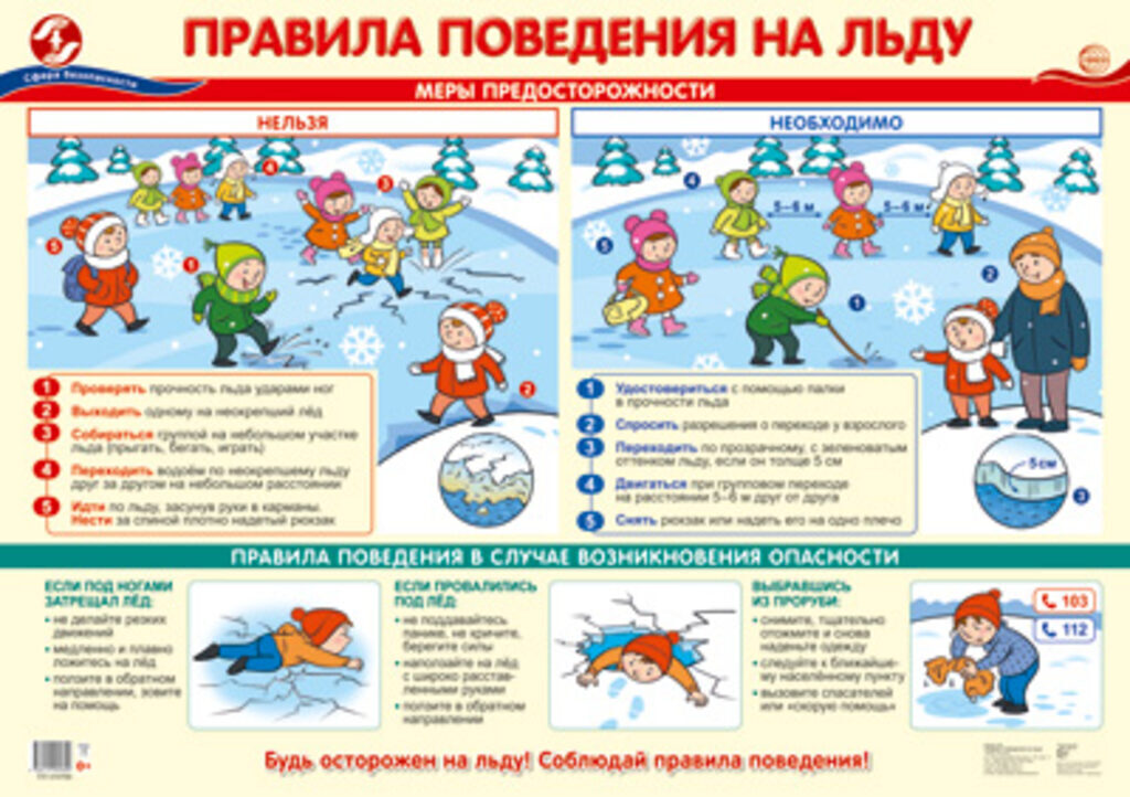 Плакат 42*60см "Правила поведения на льду"