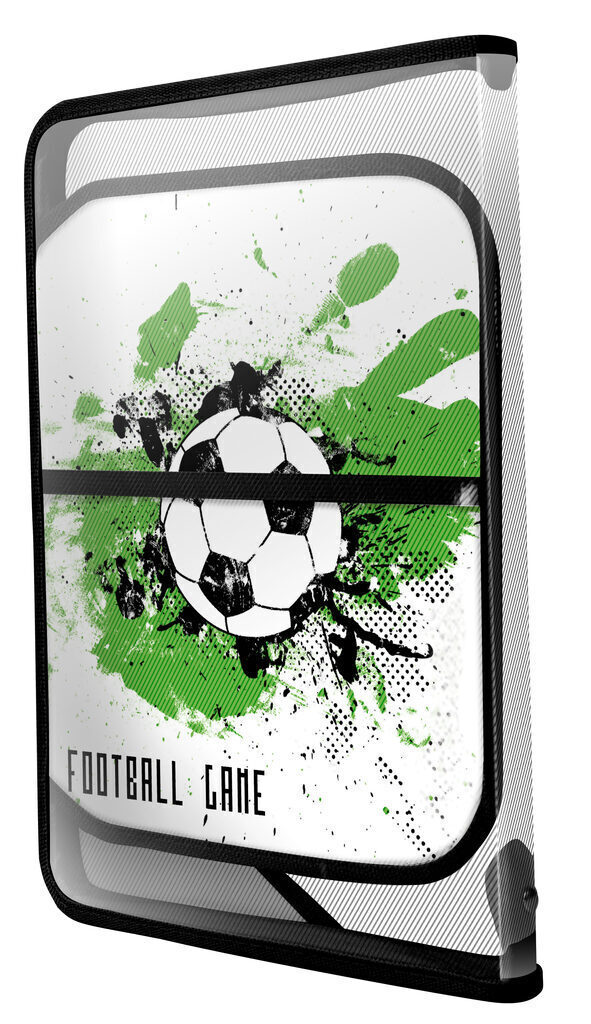 Папка д/труда А4 (325*230*25) 1отд. откид. планка, молния вокруг, пластик "Green football"