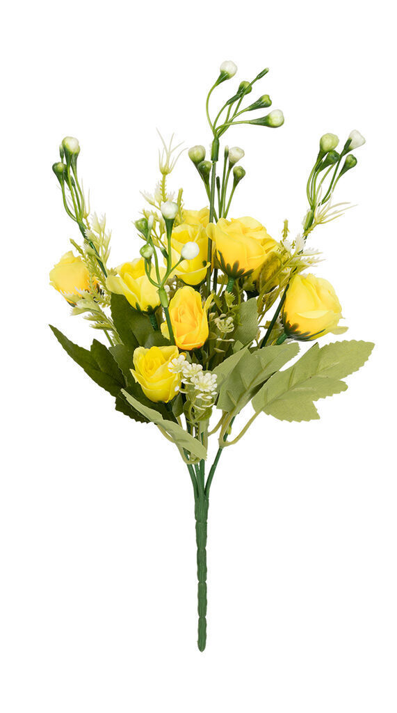 Декоративные элементы "Ветка роз" жёлтый 32см, пластик, ткань