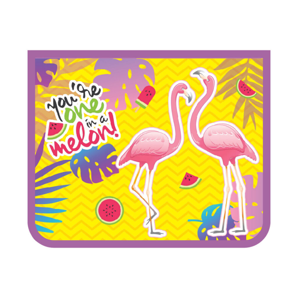 Папка д/тетрад. А5 (230*190*50) 1отд. молния сверху, лам.картон "Фламинго и листья" многоур.конгрев