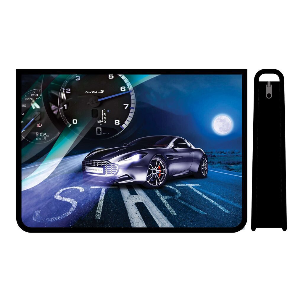 Папка д/труда А4 (325*230*100) 2отд. молния сверху, пластик "Night car"