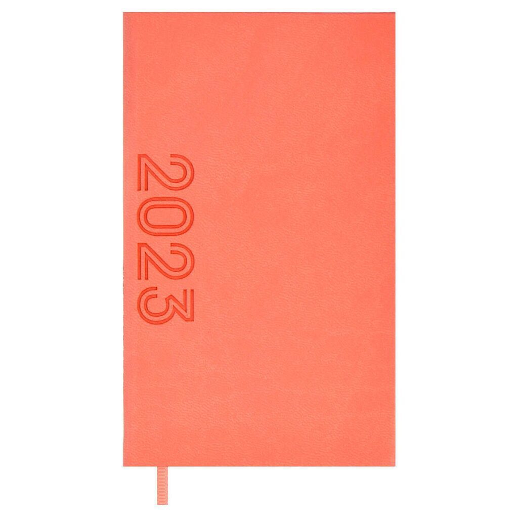 Еженедельник дат. 2023г (85*140) кожзам., тв.пер., 64л. "Виннер коралловый" блинт.тисн.,ляссе