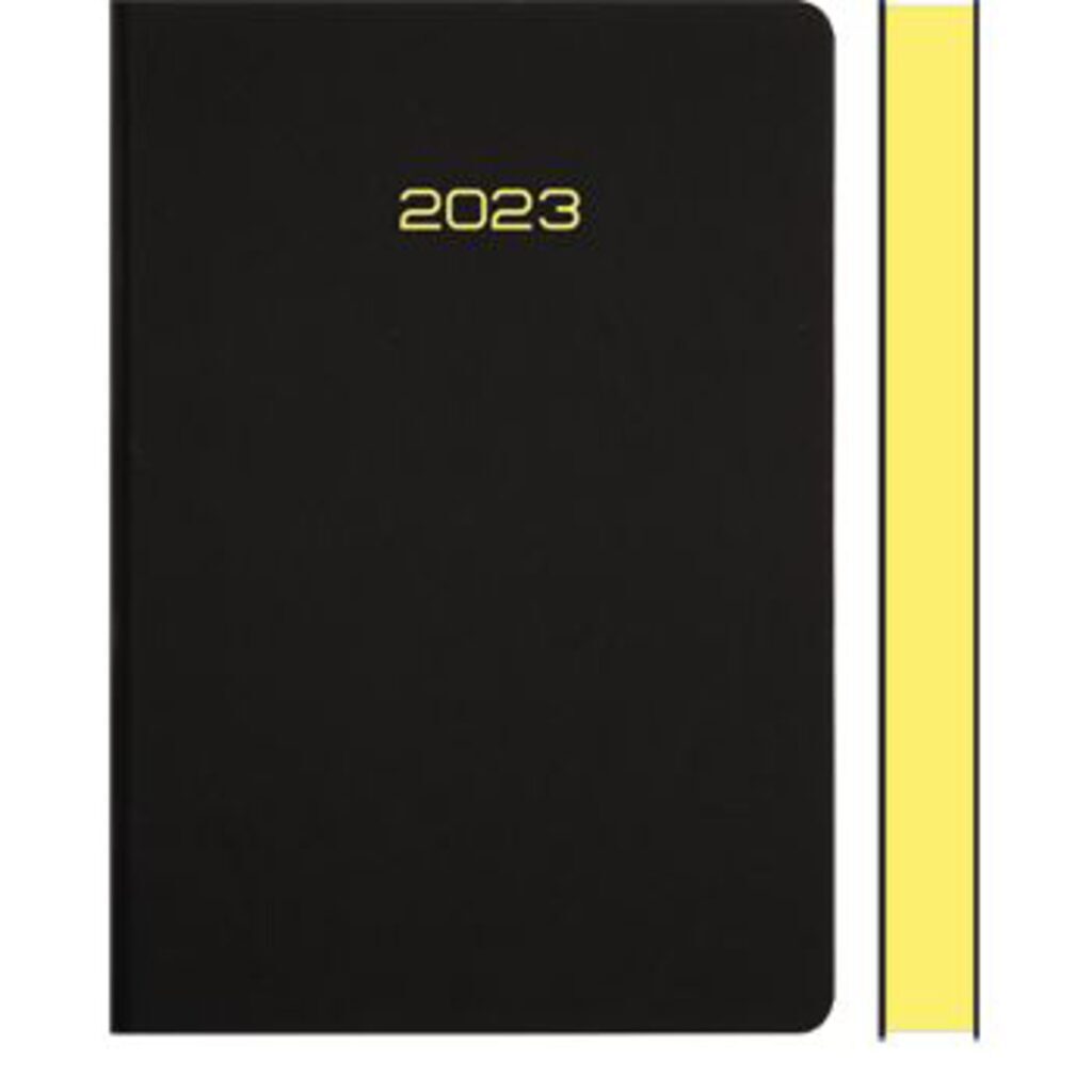 Ежедневник дат. 2023г А5 deVENTE Duo 352стр., черный/желтый, иск. кожа, 2 ляссе, 70г/м2