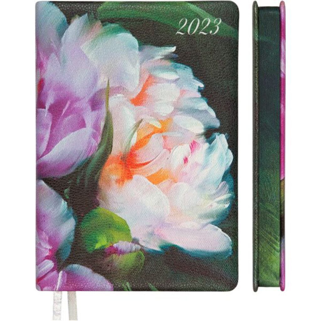Ежедневник дат. 2023г А5 deVENTE Elizabeеth 352стр., зеленый с цветами,тв.обл.,кожзам.,ляссе,70гр/м2