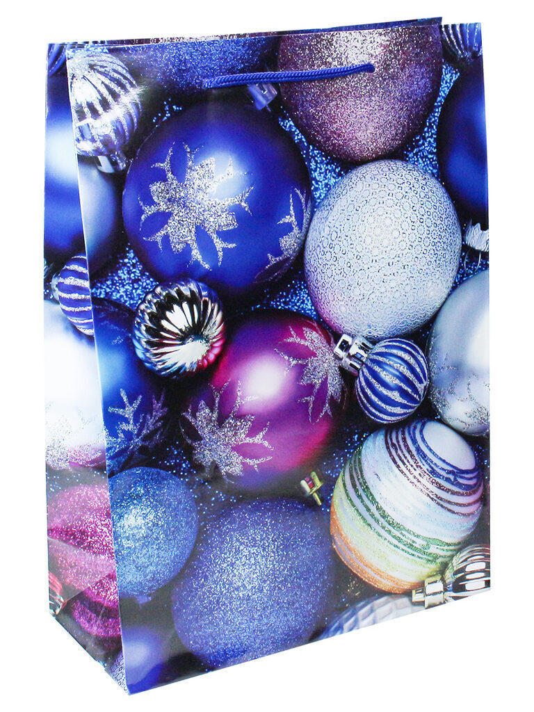 Пакет подар. бум. новогодн. 11*14*6см Ассорти новогодних шаров