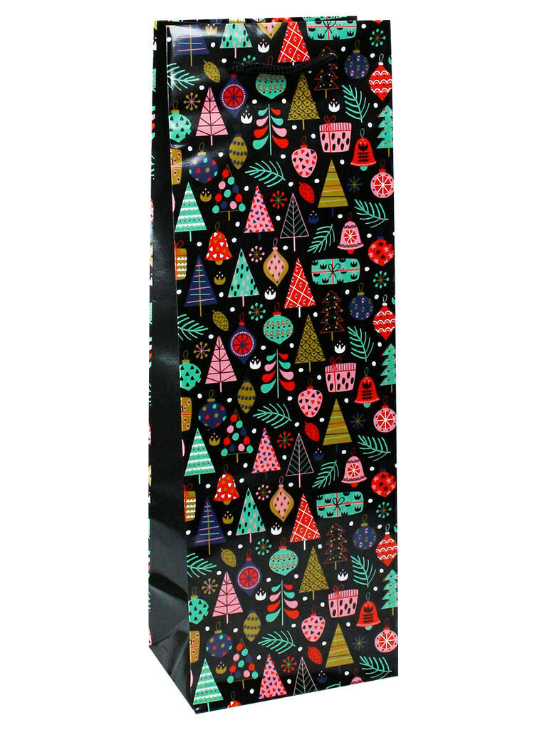 Пакет подар. бум. новогодн. 12*36*8см(под бутылку) 157 гр/м "Новогодняя кутерьма"