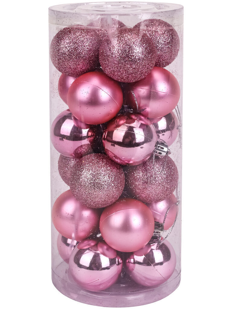 Набор елочных шаров 4 см,  24 шт. "Новогоднее настроение" розовый