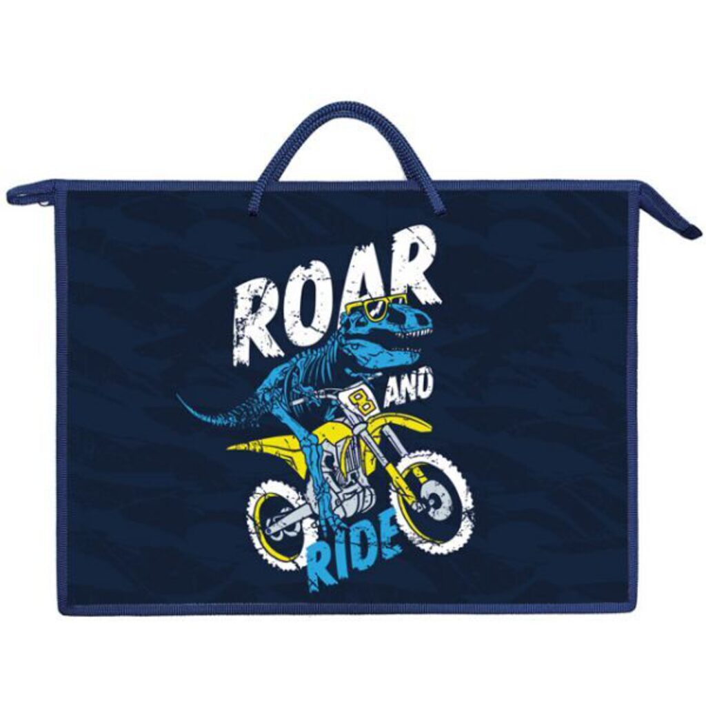 Папка А3 (460*345*40) с ручками, молния, пластик "Dino ride"