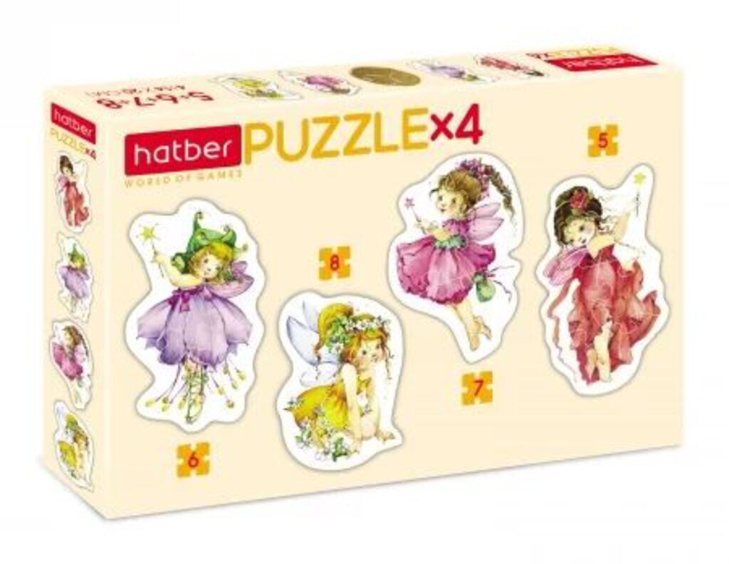 Пазл 4в1 200*140мм.  5+6+7+8 элементов "Цветочные феи"