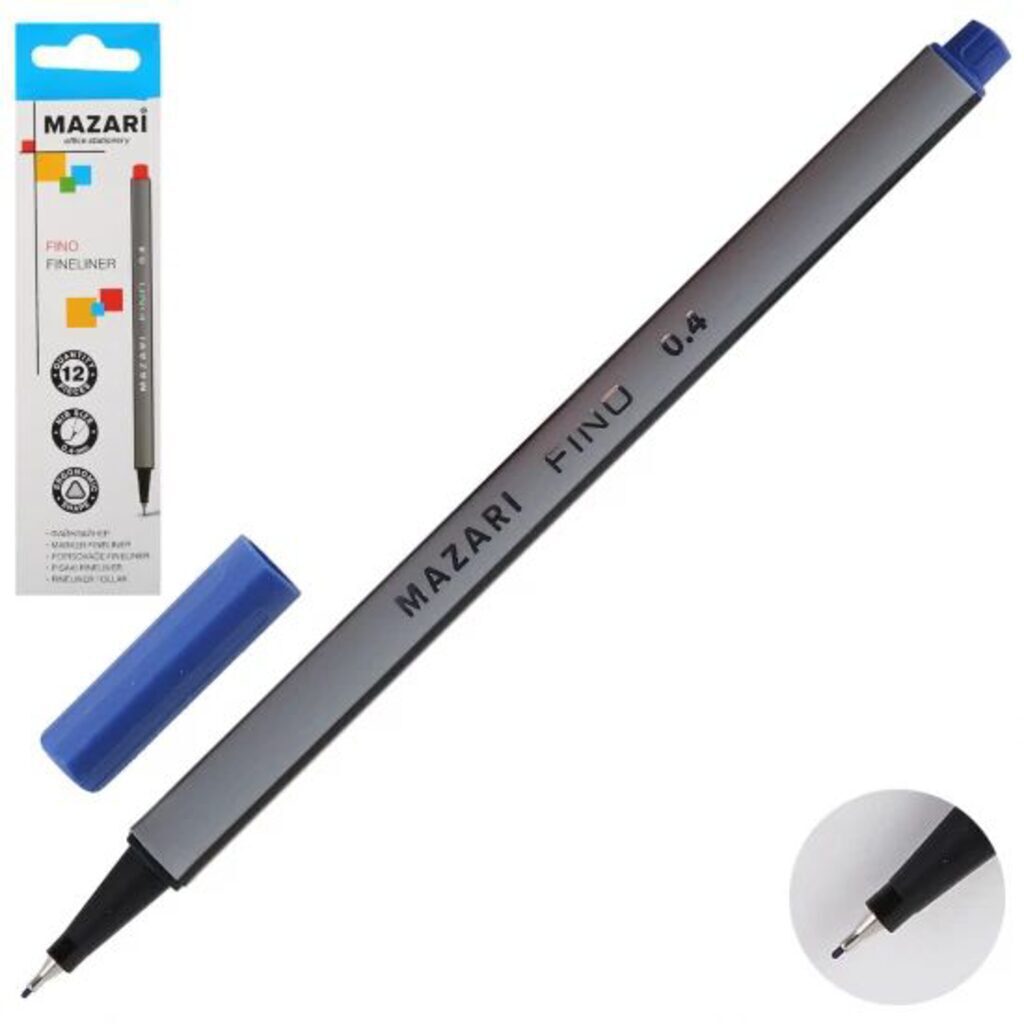 Ручка линер 0,4мм "Mazari Fino" синяя