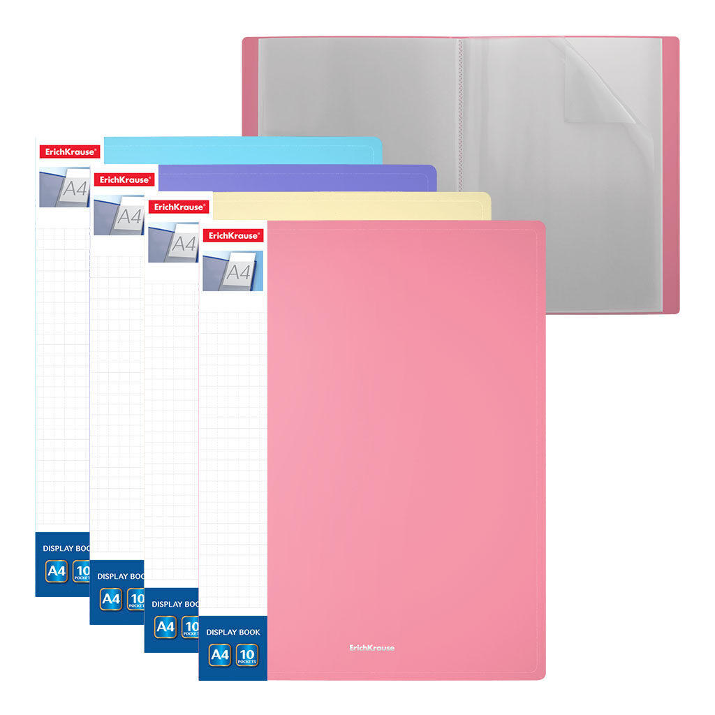 Папка файл А4  10лист 0.60мм Diagonal Pastel с карманом на корешке,ассорти
