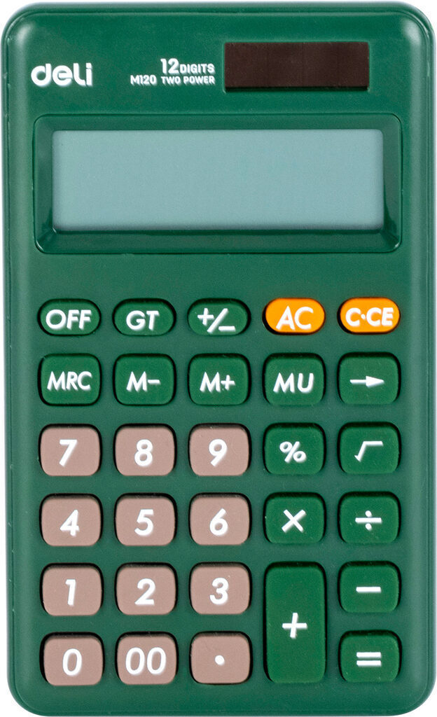 Калькулятор   12 разр. Deli  карманный, зеленый