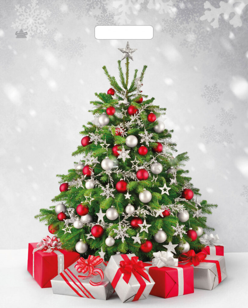 Пакет 47,5*39см (60мк) с вырубной укрепл. ручкой "Подарки у елки" ПВД