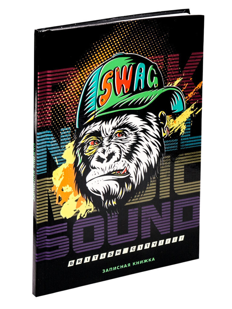 Блокнот А5 7БЦ  80л "Модная горилла" в точку, лен*