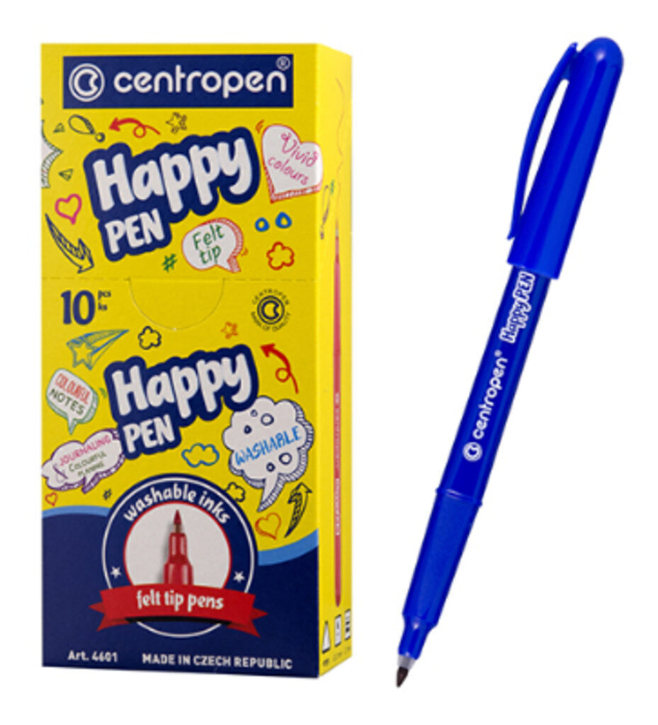 Ручка линер Centropen "Happy Pen" 0,7мм  синяя