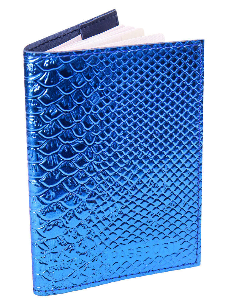 Обложка для паспорта натуральная кожа Железный Питон, синий