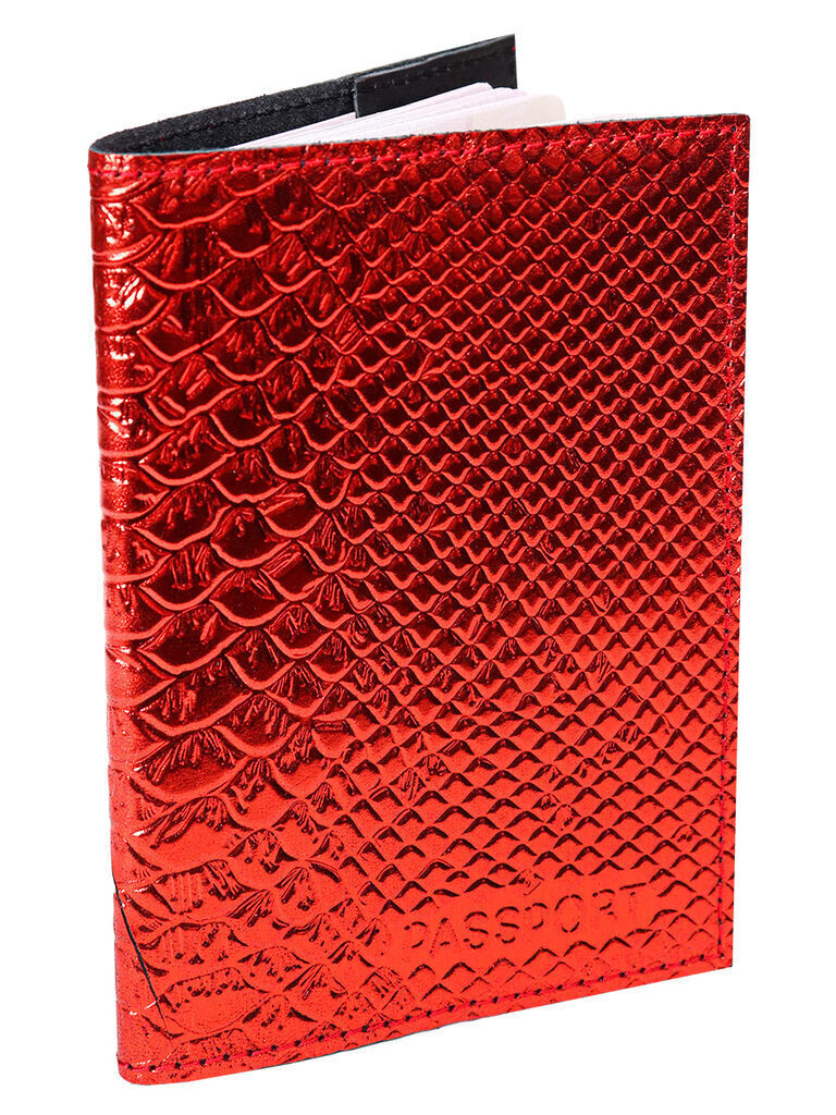Обложка для паспорта натуральная кожа Железный Питон, красный