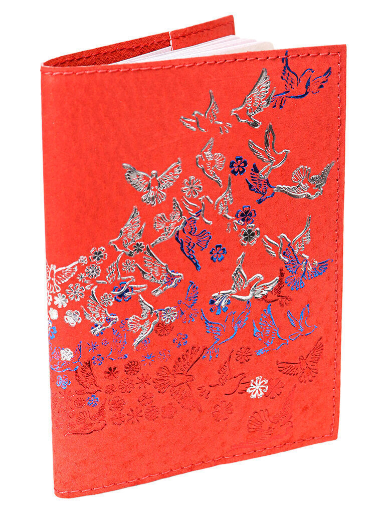 Обложка для Паспорта натуральная кожа Летящий Флаг, красный тиснение тремя цветами