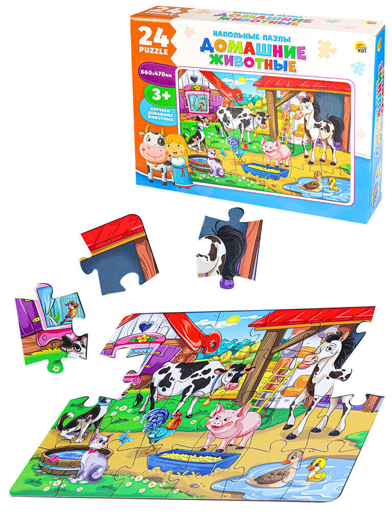 Пазл напольный 24 элемента 66*47см "Домашние животные"