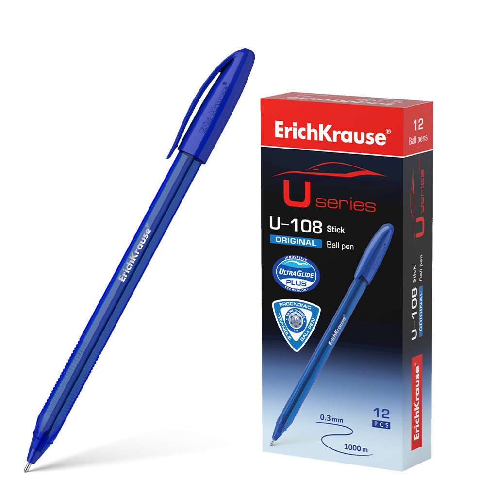 Ручка шар. ЕК ULTRA GLIDE ORIGINAL STICK U-108 синяя, 1мм, тонир.корп.